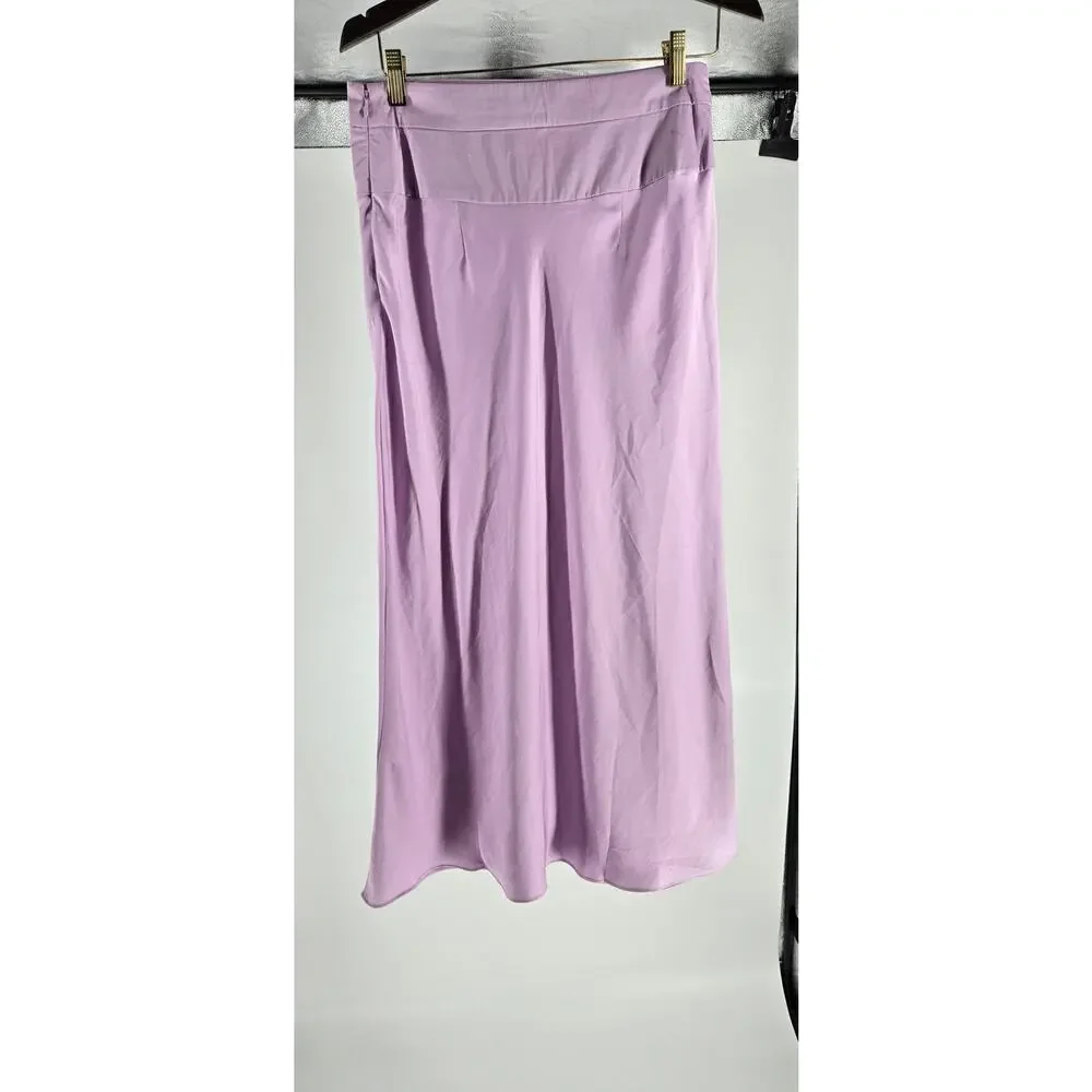 Free People Satin Slip Lilac Midi Skirt Womens 10 Flowy Fairy Pastel Purple - Picture 4 of 5
